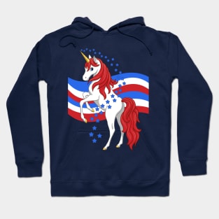 Red White Blue Patriotic American Unicorn Hoodie